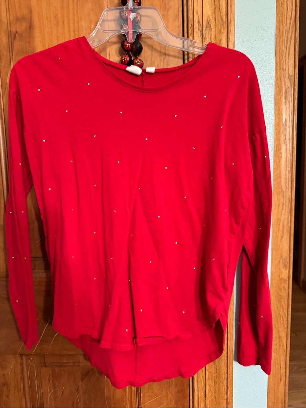 GAP Red Long-Sleeve Top with Rhinestones